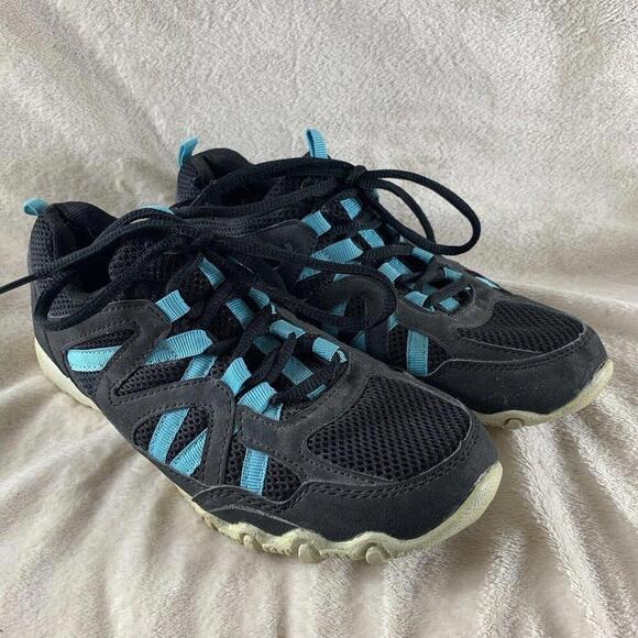 Focus Womens Size 8 Black Turquoise Lace Up Running Shoes Sneakers - Picture 1 of 7